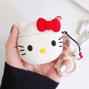 Airpod Pro Case, Soft Silicone Cute Cartoon Kawaii Keychain (Pink Cat Pro)